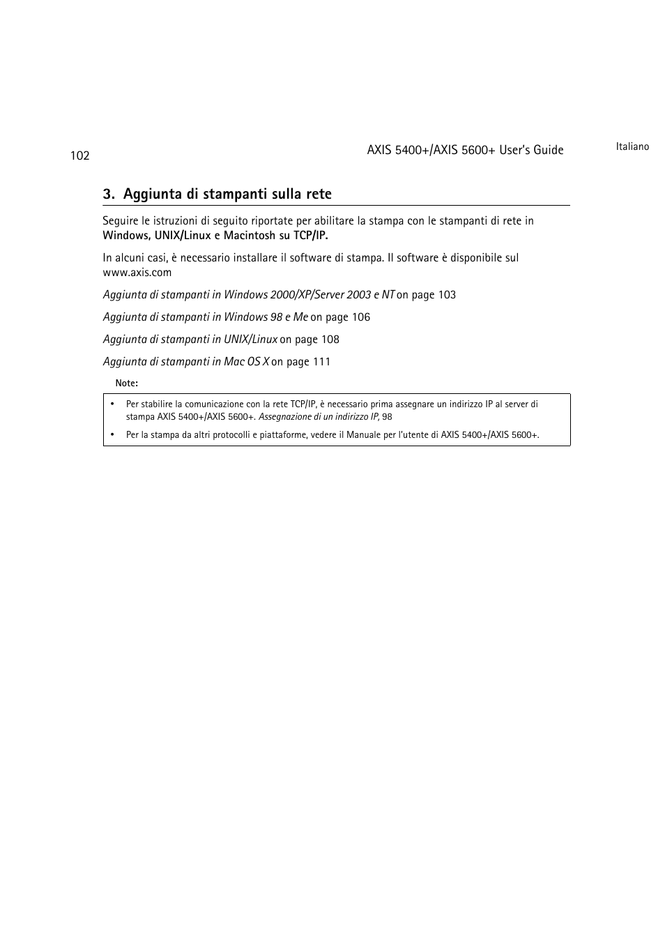 Aggiunta di stampanti sulla rete, Aggiunta di stampanti sulla rete, 102 | Dell 5400+ User Manual | Page 102 / 119