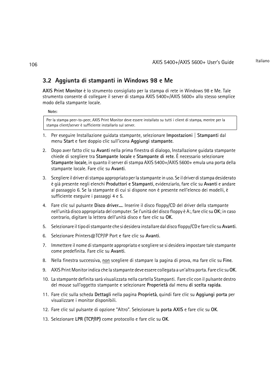 2 aggiunta di stampanti in windows 98 e me | Dell 5400+ User Manual | Page 106 / 119