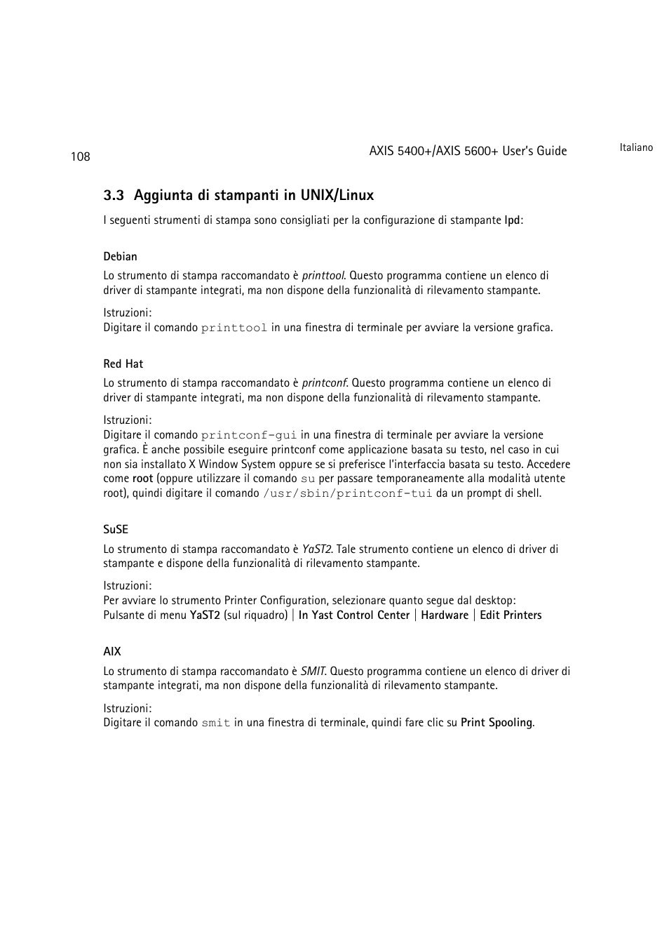 3 aggiunta di stampanti in unix/linux | Dell 5400+ User Manual | Page 108 / 119