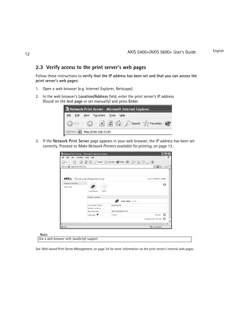 3 verify access to the print server’s web pages | Dell 5400+ User Manual | Page 12 / 119