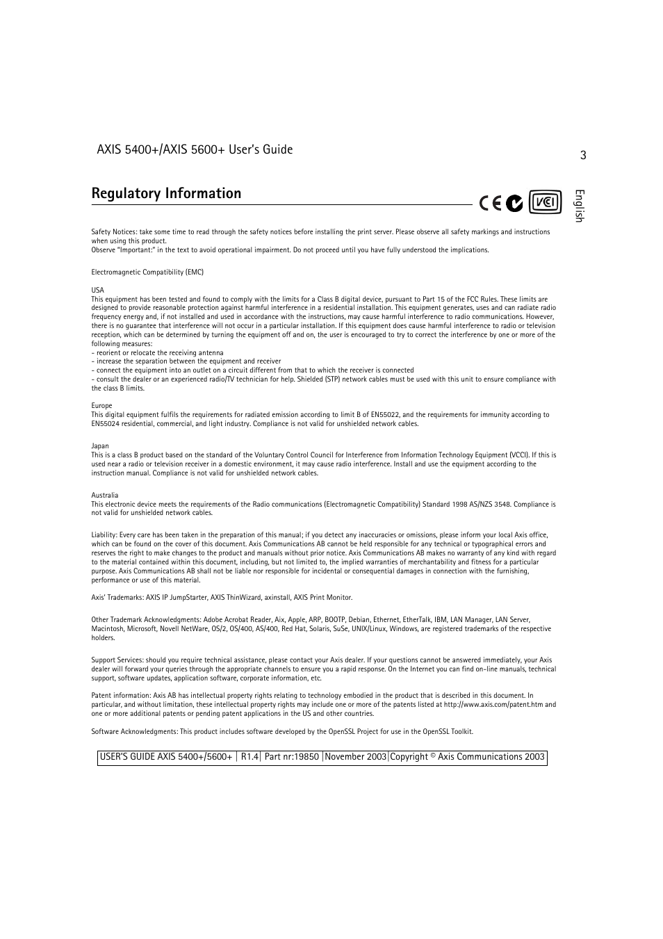 Regulatory information, Eng lish | Dell 5400+ User Manual | Page 3 / 119