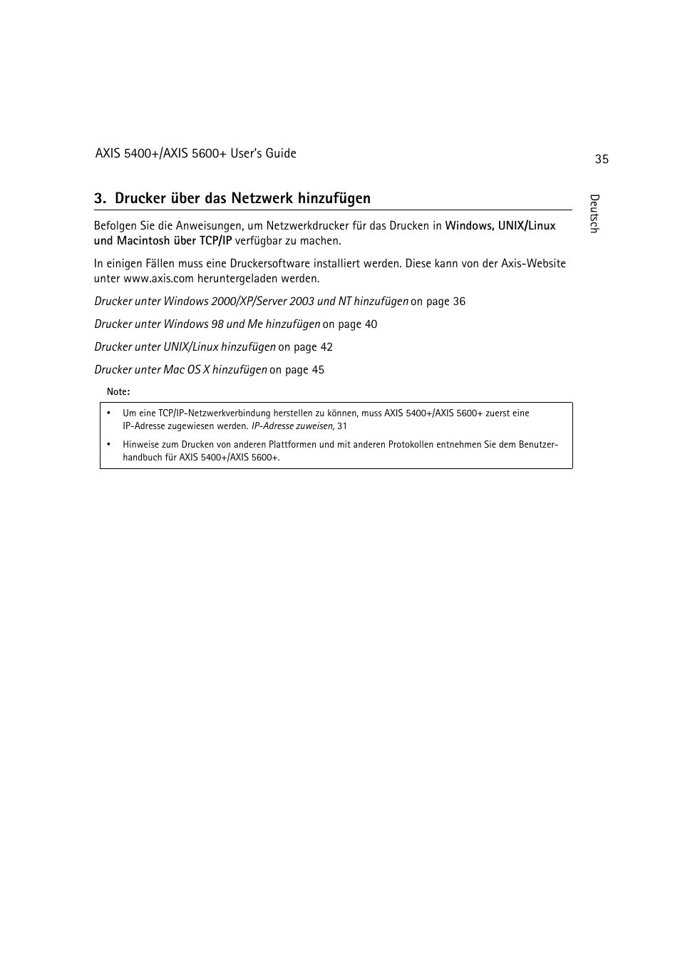 Drucker über das netzwerk hinzufügen, Drucker über das netzwerk hinzufügen, 35 | Dell 5400+ User Manual | Page 35 / 119