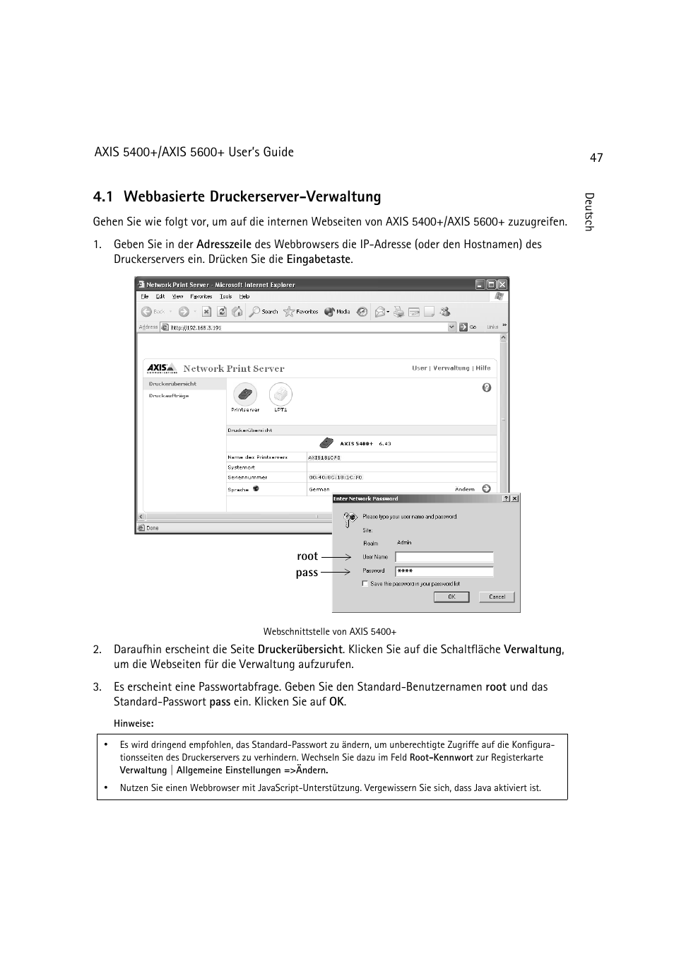 Webbasierte druckerserver-verwaltung, 47, 1 webbasierte druckerserver-verwaltung | Dell 5400+ User Manual | Page 47 / 119