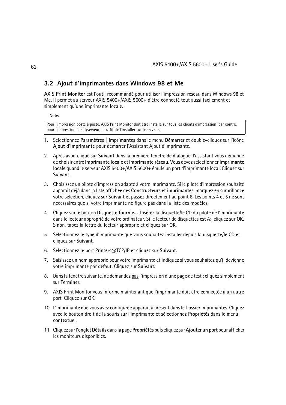 2 ajout d’imprimantes dans windows 98 et me | Dell 5400+ User Manual | Page 62 / 119