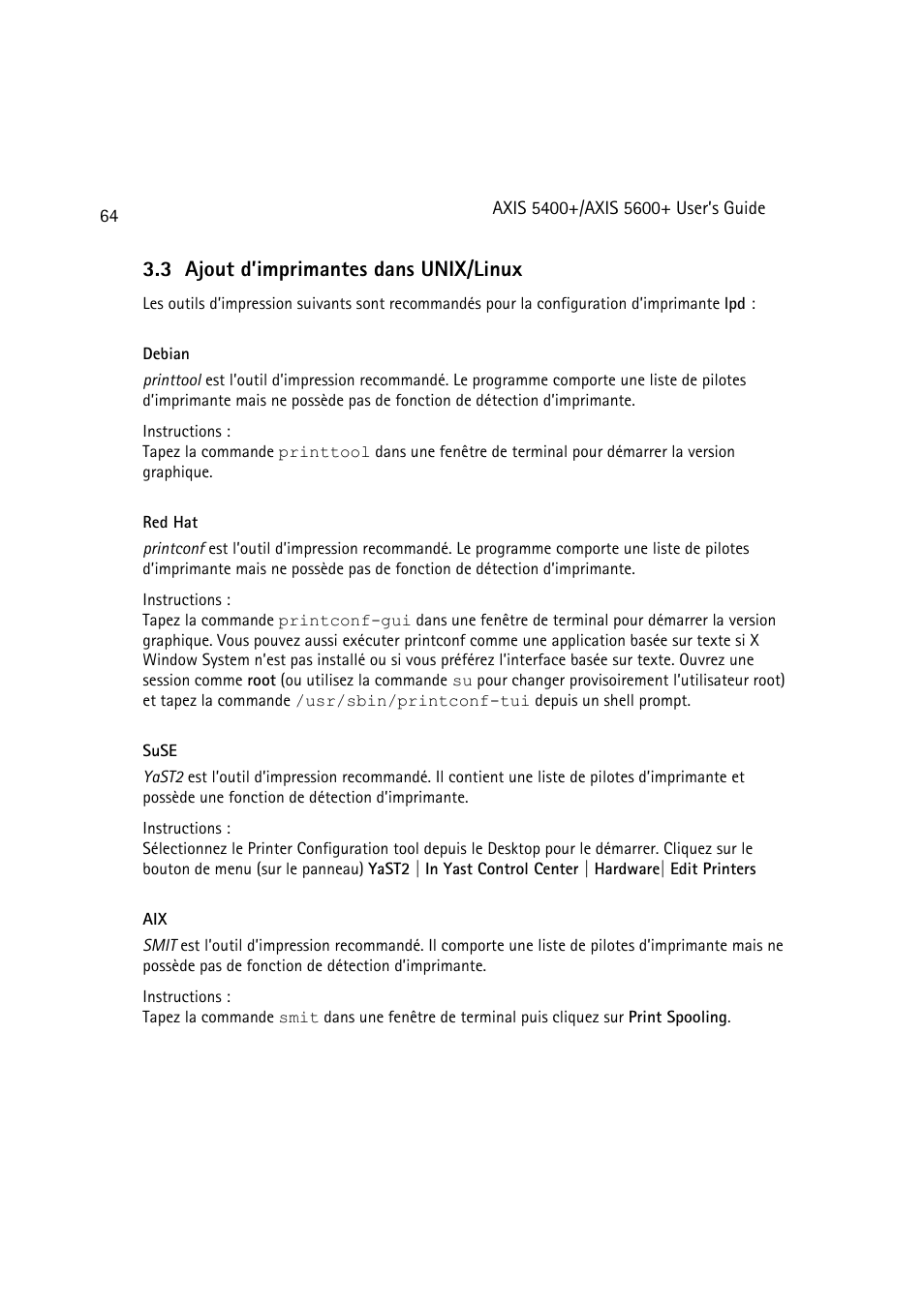 3 ajout d’imprimantes dans unix/linux | Dell 5400+ User Manual | Page 64 / 119