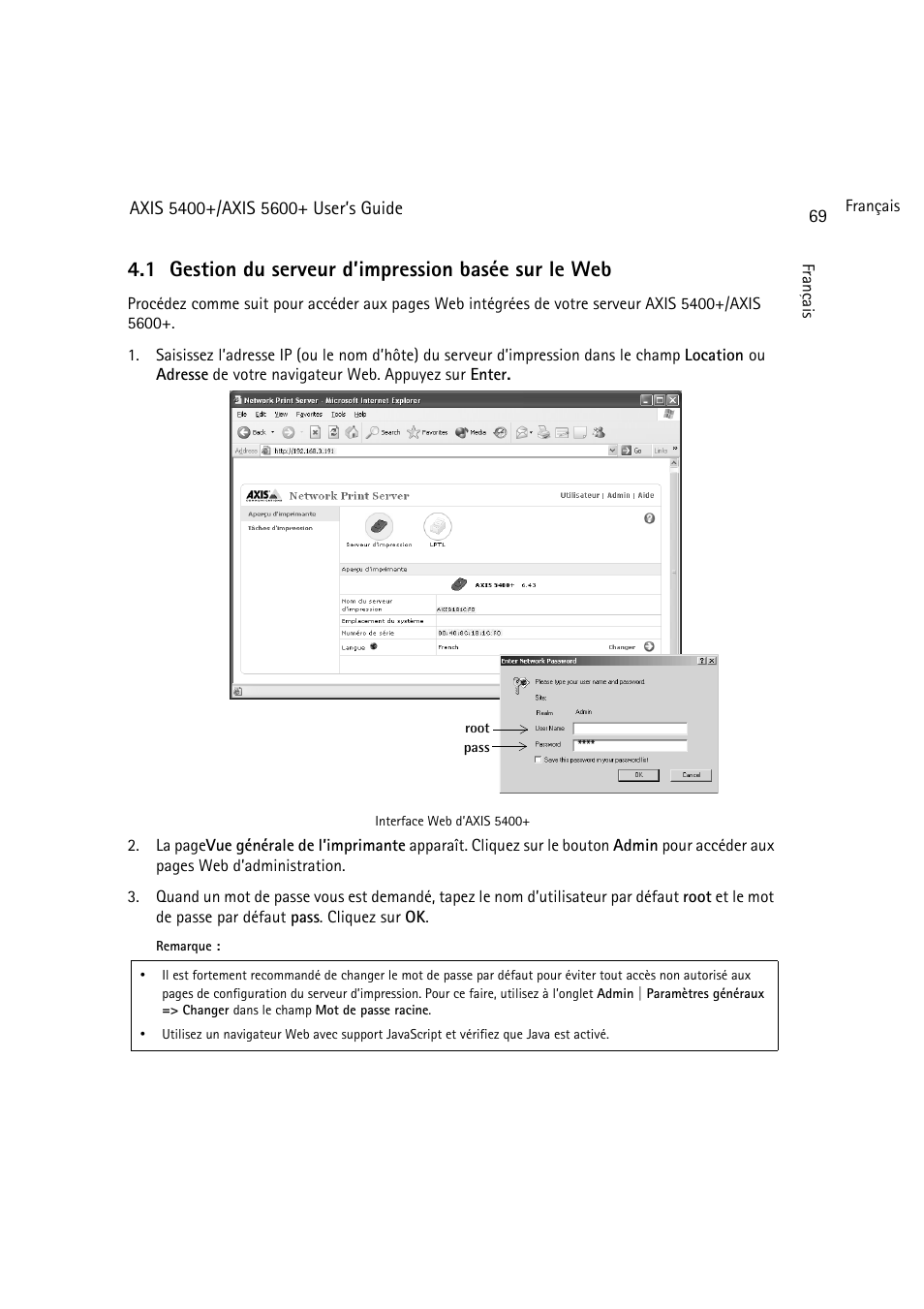 1 gestion du serveur d’impression basée sur le web | Dell 5400+ User Manual | Page 69 / 119