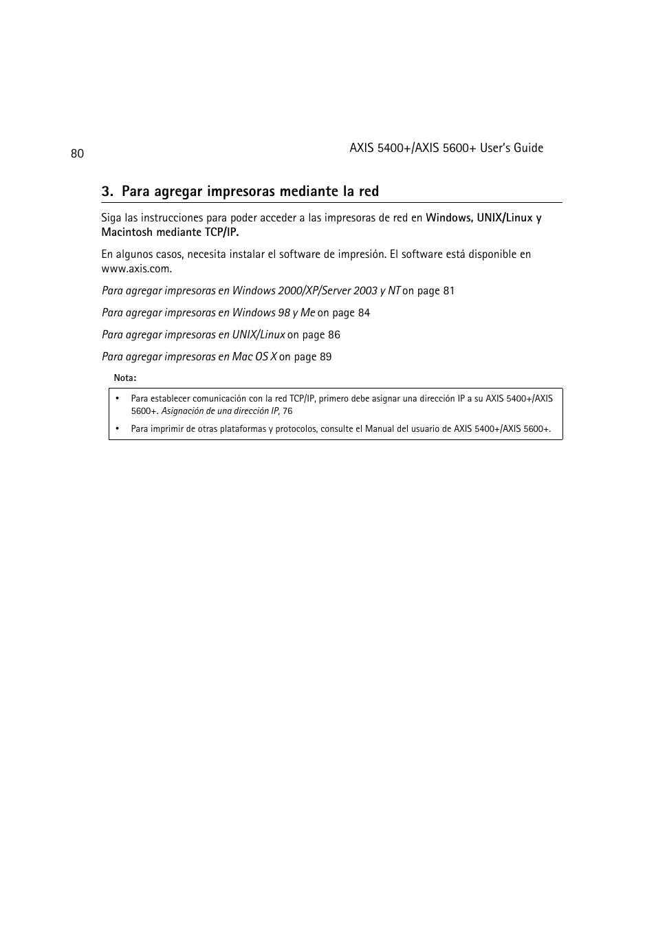 Para agregar impresoras mediante la red, Para agregar impresoras mediante la red, 80 | Dell 5400+ User Manual | Page 80 / 119