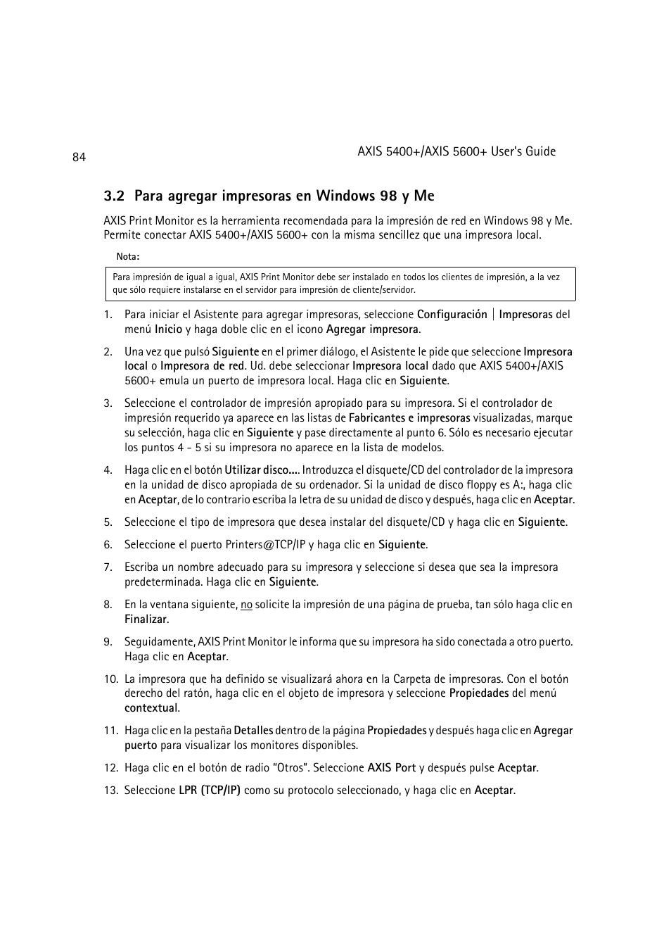 2 para agregar impresoras en windows 98 y me | Dell 5400+ User Manual | Page 84 / 119