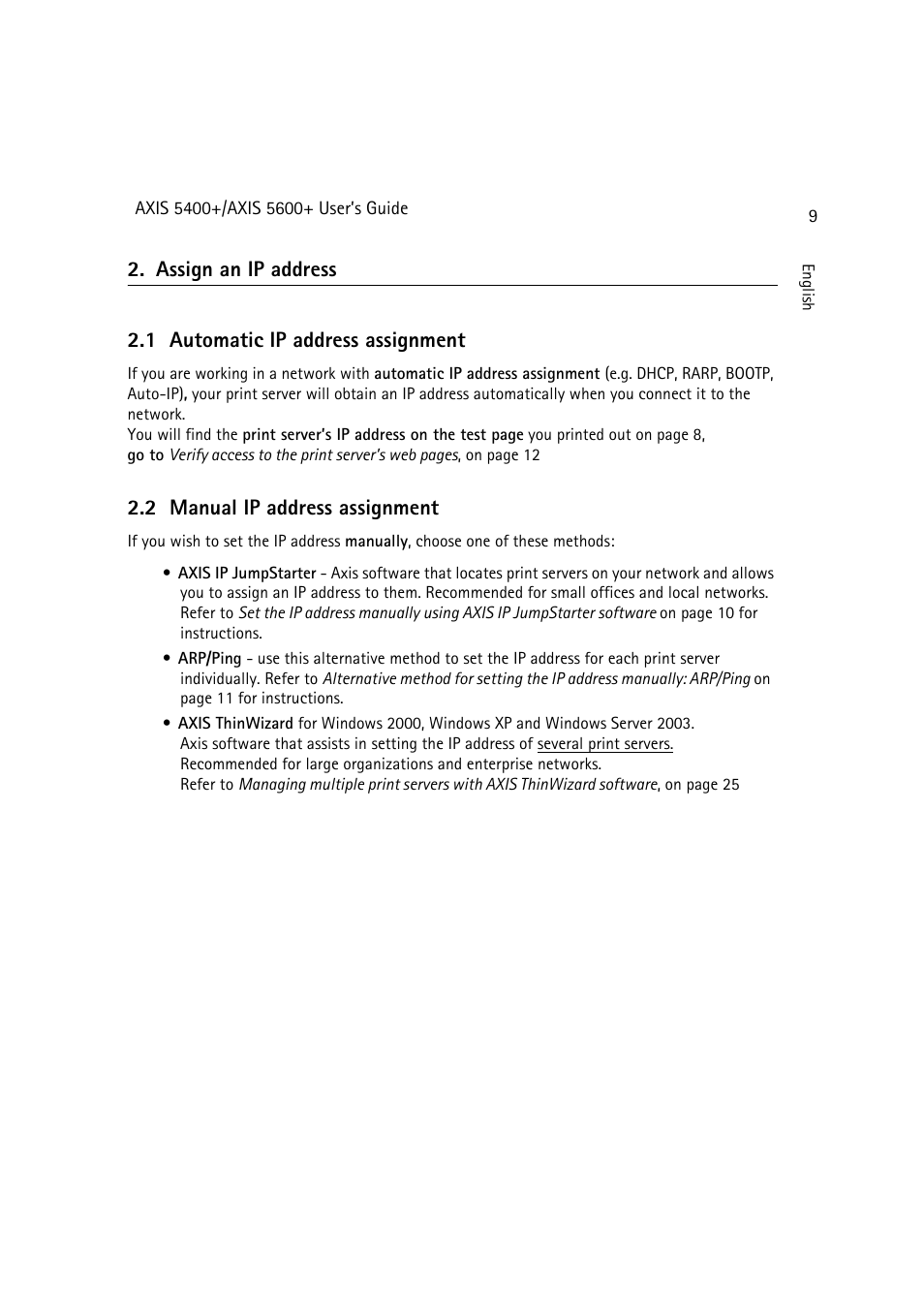 Assign an ip address, Assign an ip address, 9, 2 manual ip address assignment | Dell 5400+ User Manual | Page 9 / 119