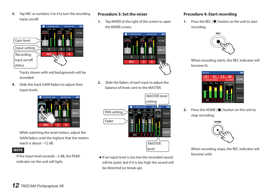 Tascam Portacapture X6 32-Bit 6-Channel Multitrack Field Recorder User Manual | Page 12 / 116