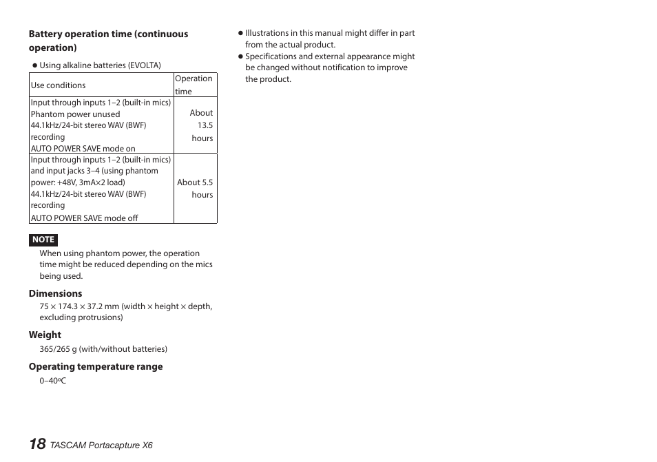 Tascam Portacapture X6 32-Bit 6-Channel Multitrack Field Recorder User Manual | Page 18 / 116