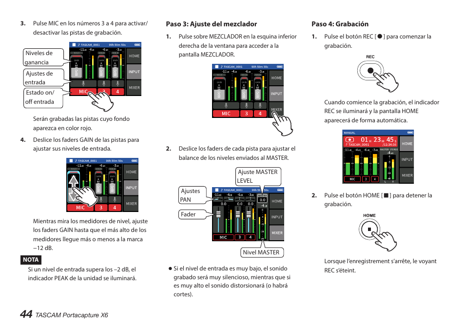 Tascam Portacapture X6 32-Bit 6-Channel Multitrack Field Recorder User Manual | Page 44 / 116