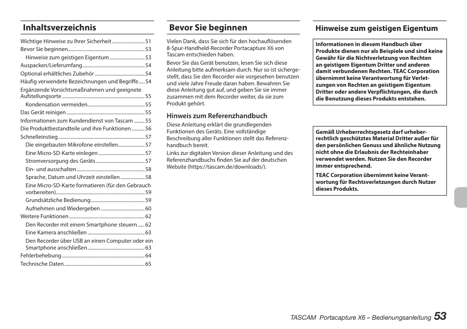 Tascam Portacapture X6 32-Bit 6-Channel Multitrack Field Recorder User Manual | Page 53 / 116