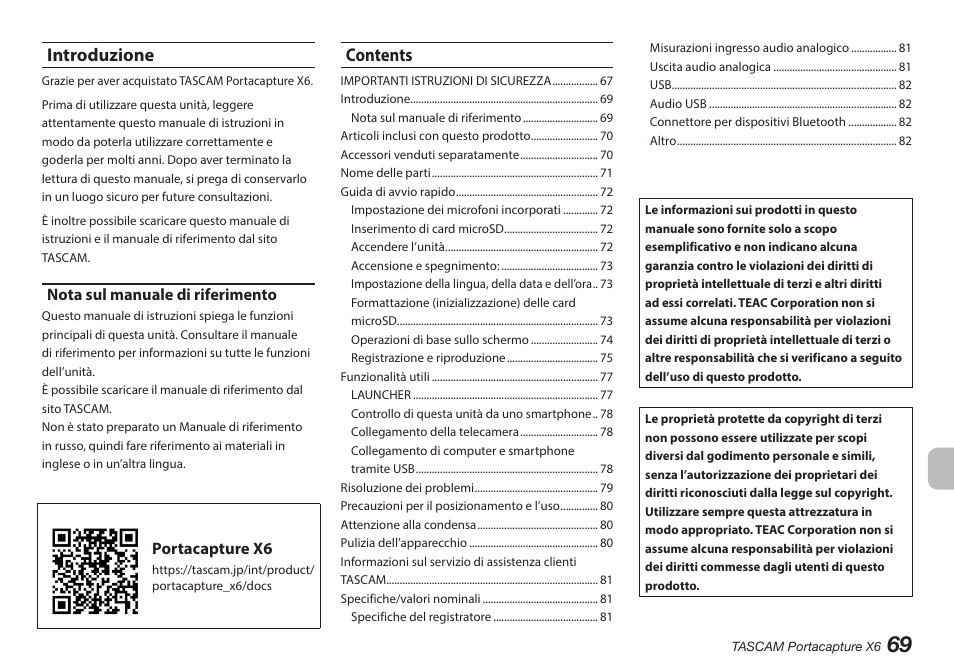 Tascam Portacapture X6 32-Bit 6-Channel Multitrack Field Recorder User Manual | Page 69 / 116