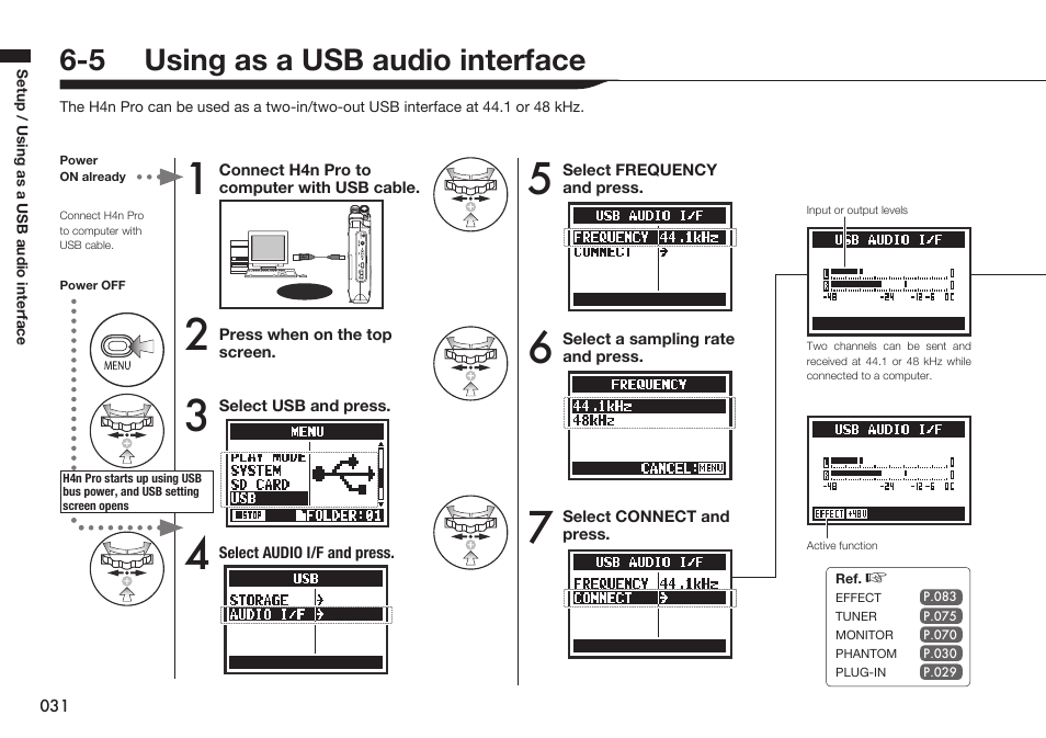 5 using as a usb audio interface | Zoom H4n Pro 4-Input / 4-Track Portable Handy Recorder Kit with Protective Case (Black) User Manual | Page 30 / 151