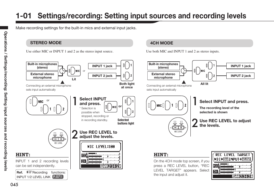 Operations | Zoom H4n Pro 4-Input / 4-Track Portable Handy Recorder Kit with Protective Case (Black) User Manual | Page 43 / 151