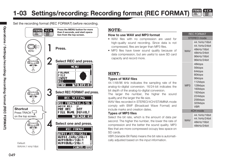 Zoom H4n Pro 4-Input / 4-Track Portable Handy Recorder Kit with Protective Case (Black) User Manual | Page 47 / 151