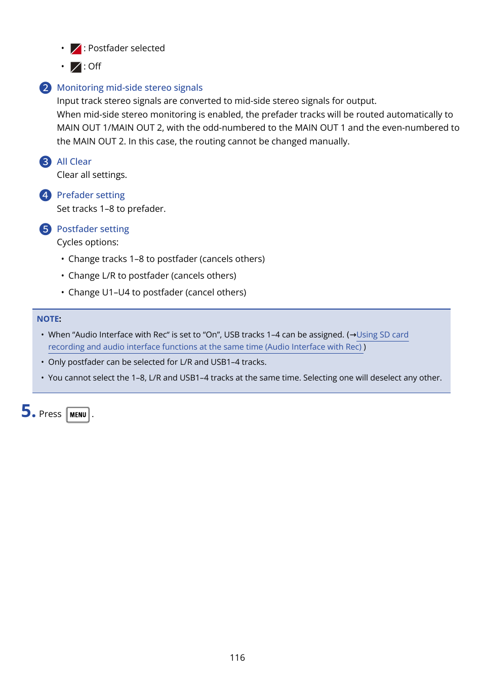 Zoom F8n Pro 8-Input / 10-Track Multitrack Field Recorder User Manual | Page 116 / 316
