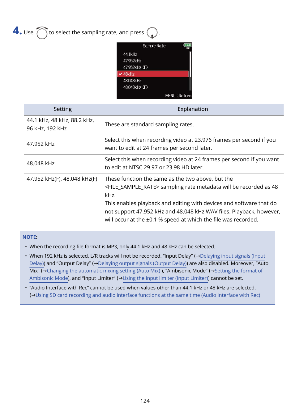 Zoom F8n Pro 8-Input / 10-Track Multitrack Field Recorder User Manual | Page 124 / 316