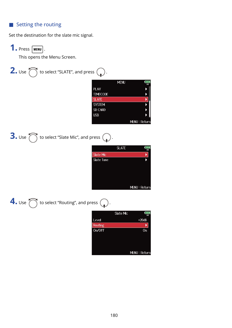 Setting the routing | Zoom F8n Pro 8-Input / 10-Track Multitrack Field Recorder User Manual | Page 180 / 316