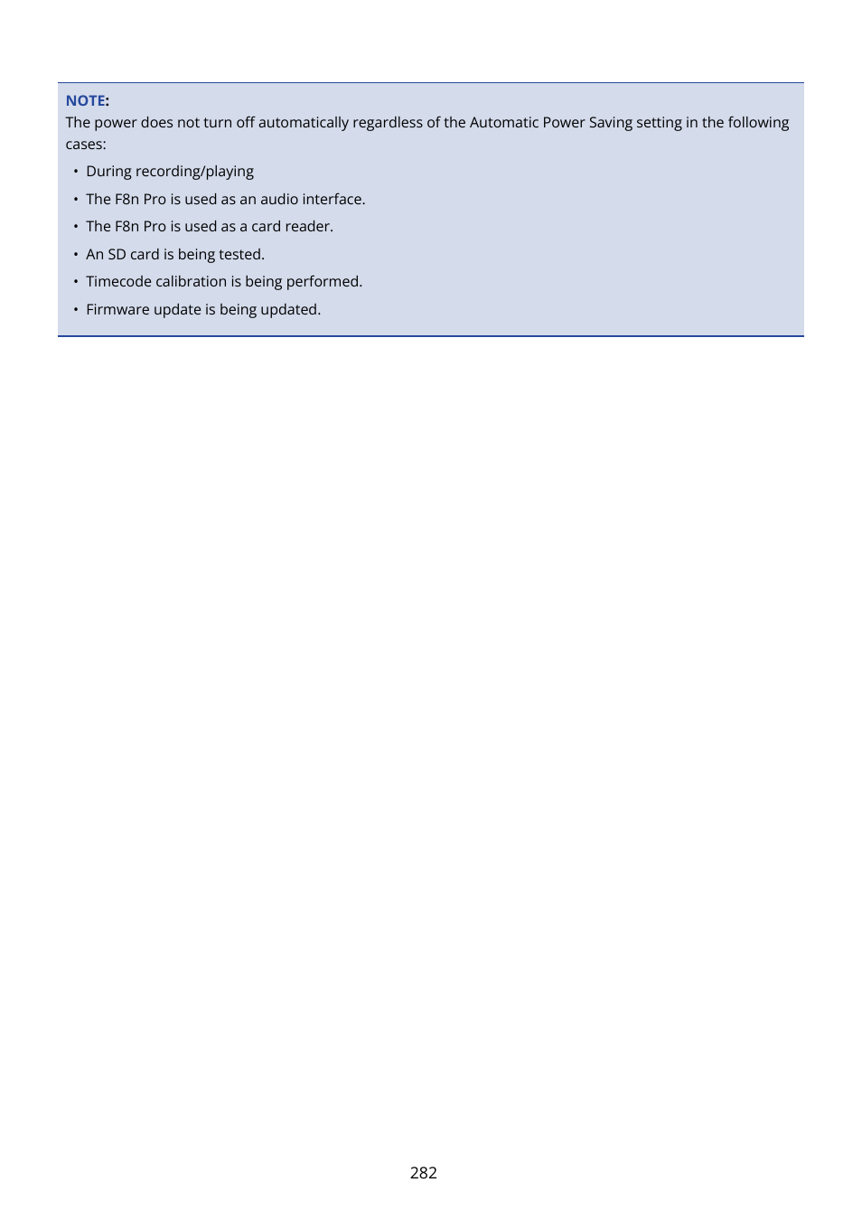 Zoom F8n Pro 8-Input / 10-Track Multitrack Field Recorder User Manual | Page 282 / 316