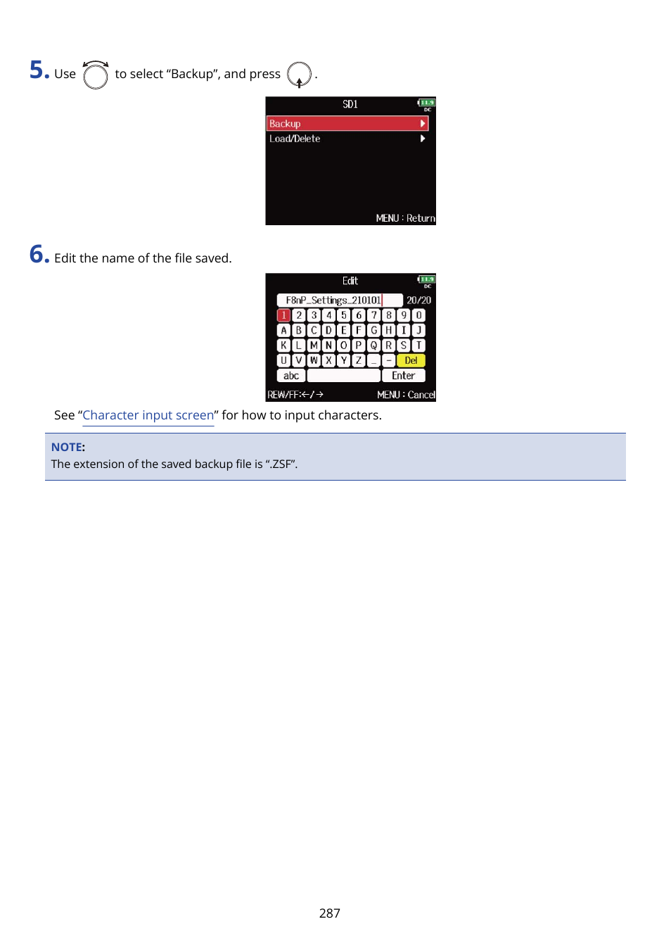Zoom F8n Pro 8-Input / 10-Track Multitrack Field Recorder User Manual | Page 287 / 316