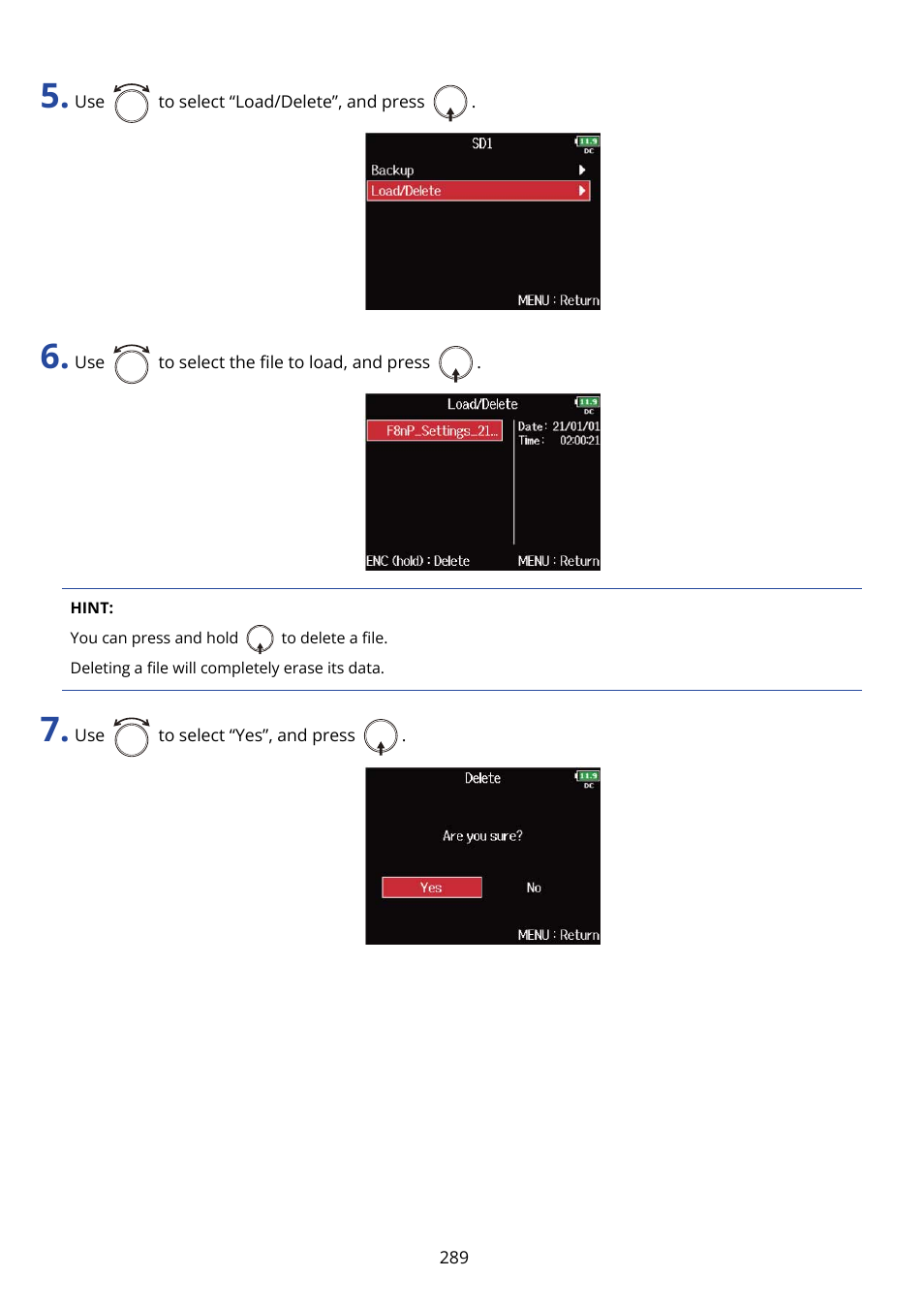 Zoom F8n Pro 8-Input / 10-Track Multitrack Field Recorder User Manual | Page 289 / 316