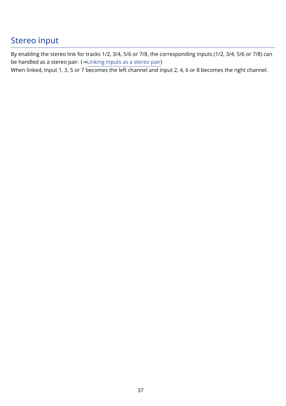 Stereo input | Zoom F8n Pro 8-Input / 10-Track Multitrack Field Recorder User Manual | Page 37 / 316