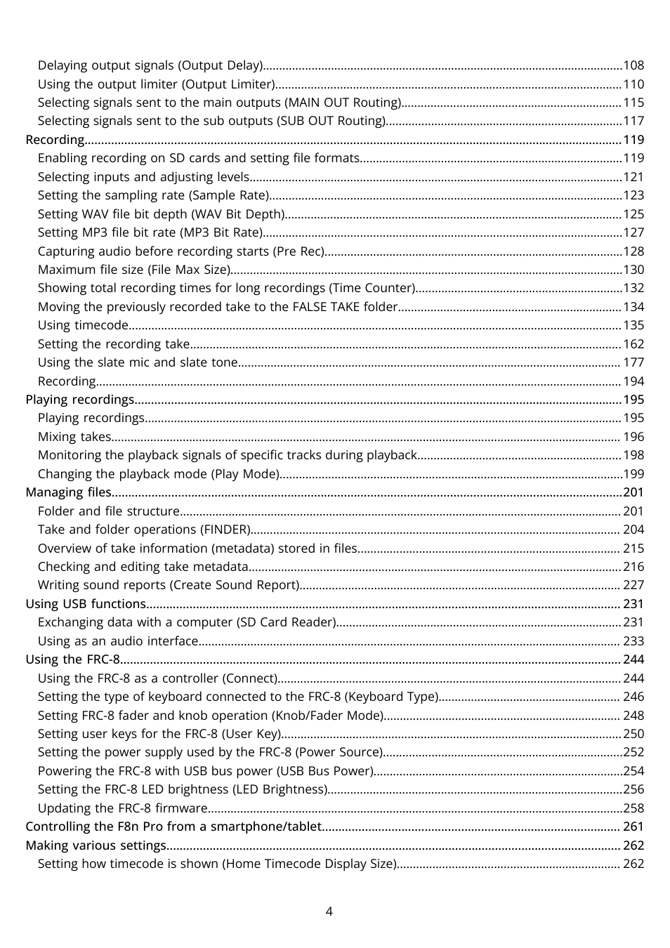Zoom F8n Pro 8-Input / 10-Track Multitrack Field Recorder User Manual | Page 4 / 316