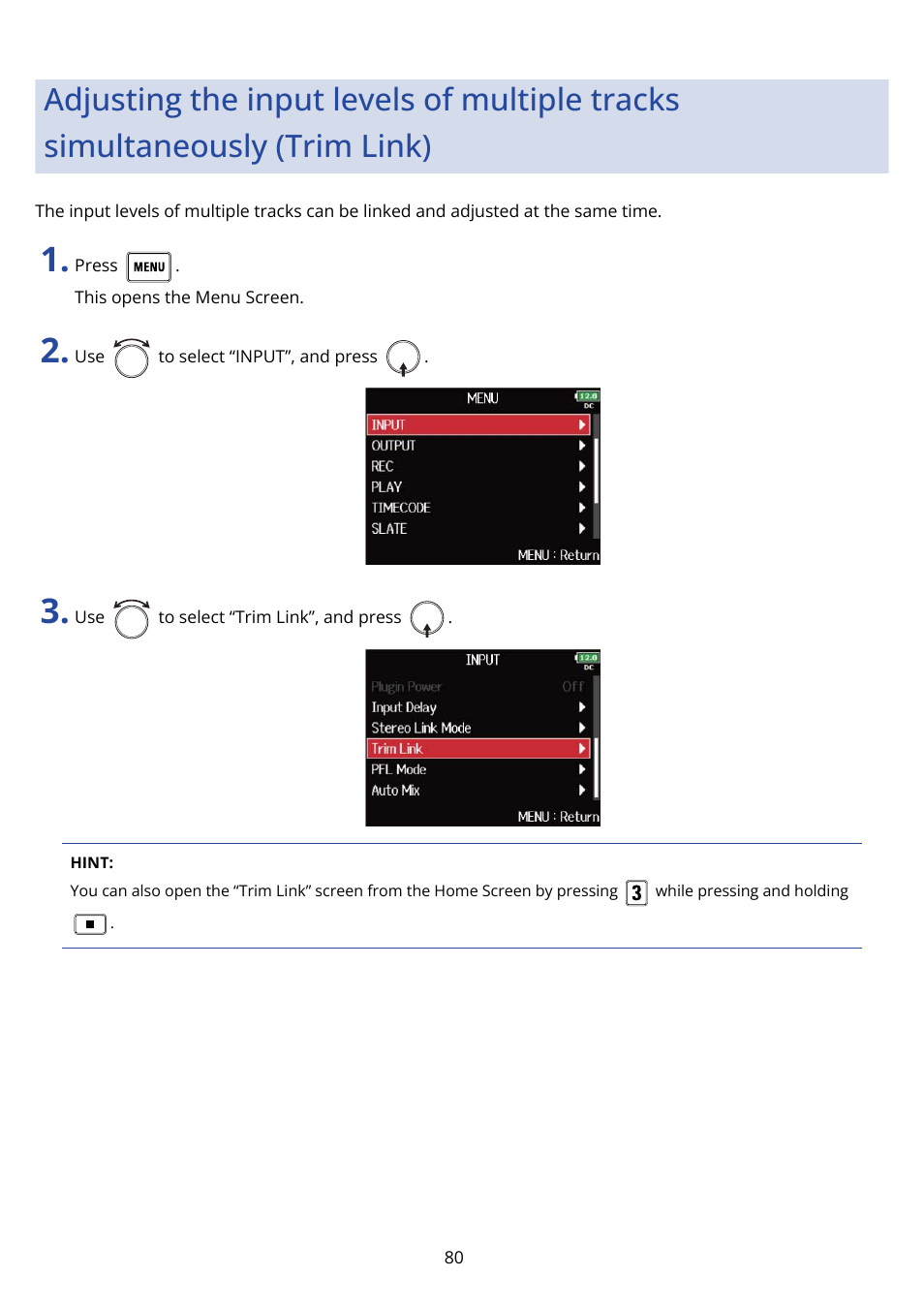 Zoom F8n Pro 8-Input / 10-Track Multitrack Field Recorder User Manual | Page 80 / 316