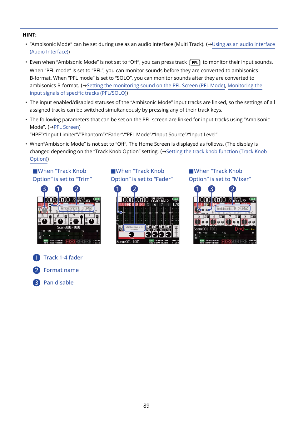 Zoom F8n Pro 8-Input / 10-Track Multitrack Field Recorder User Manual | Page 89 / 316