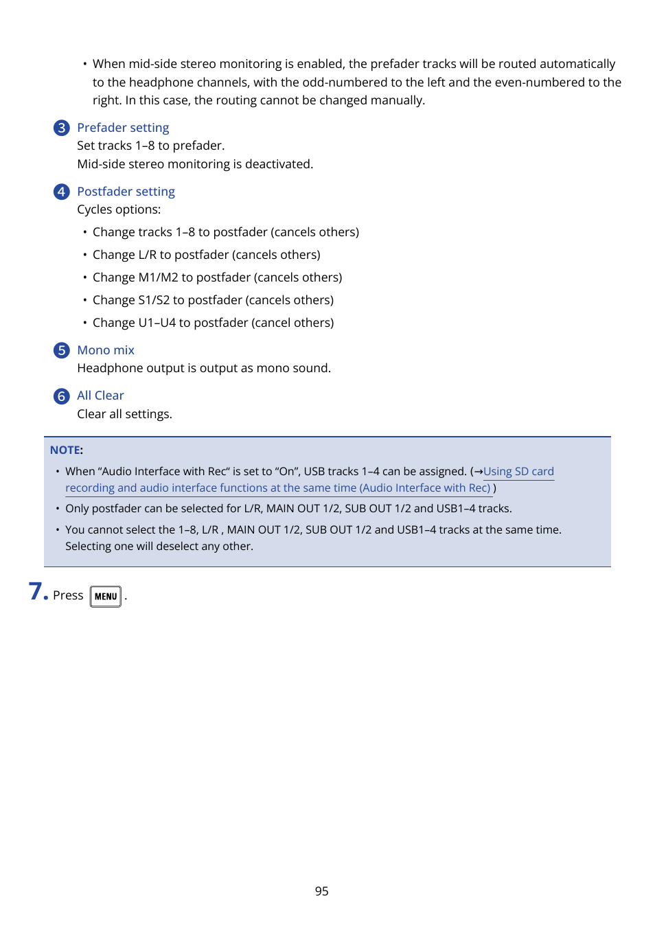 Zoom F8n Pro 8-Input / 10-Track Multitrack Field Recorder User Manual | Page 95 / 316