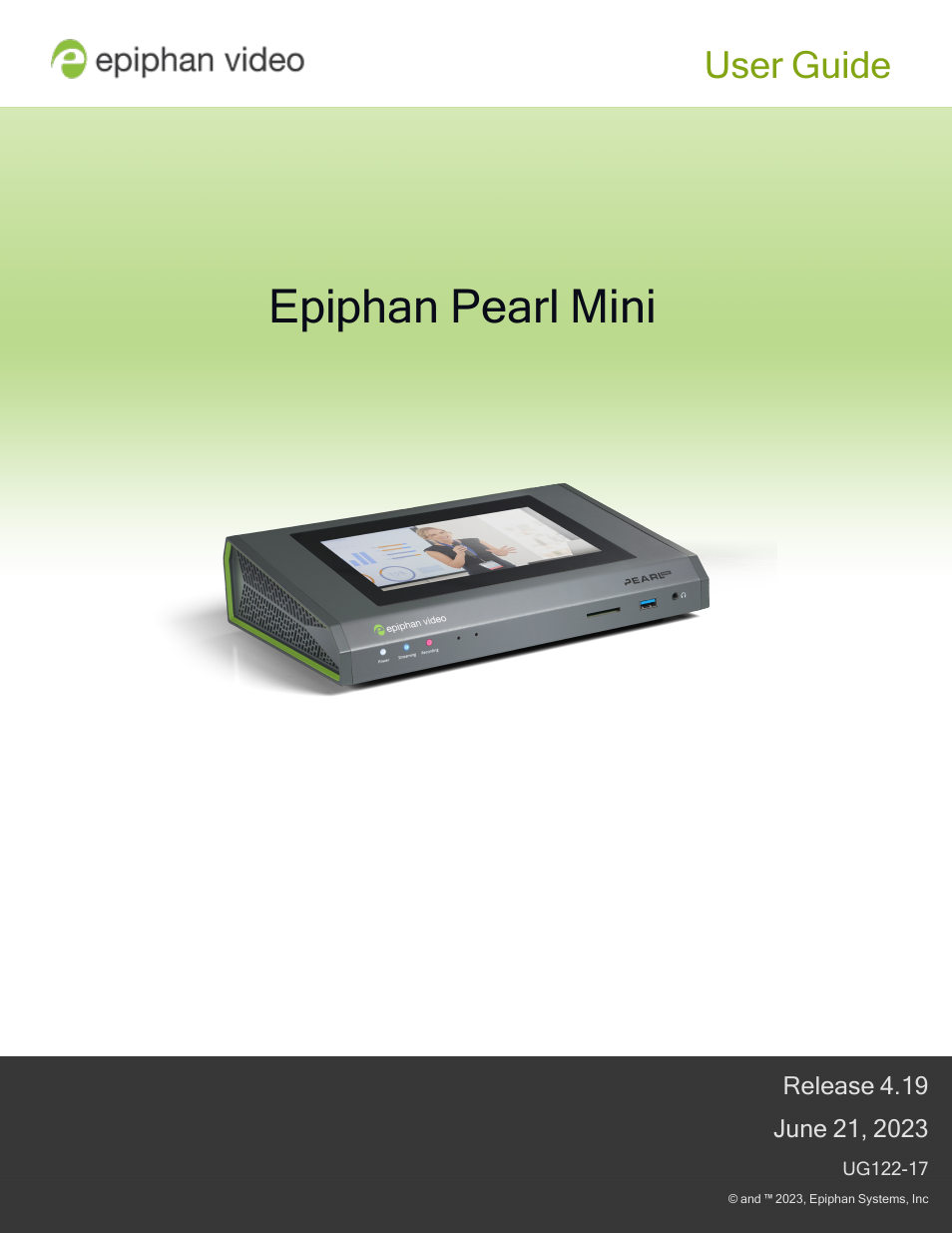 Epiphan Pearl Mini Live Video Production System with 512GB SSD (NA/JP) User Manual | 459 pages