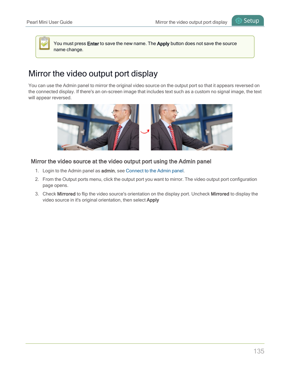 Mirror the video output port display | Epiphan Pearl Mini Live Video Production System with 512GB SSD (NA/JP) User Manual | Page 146 / 459