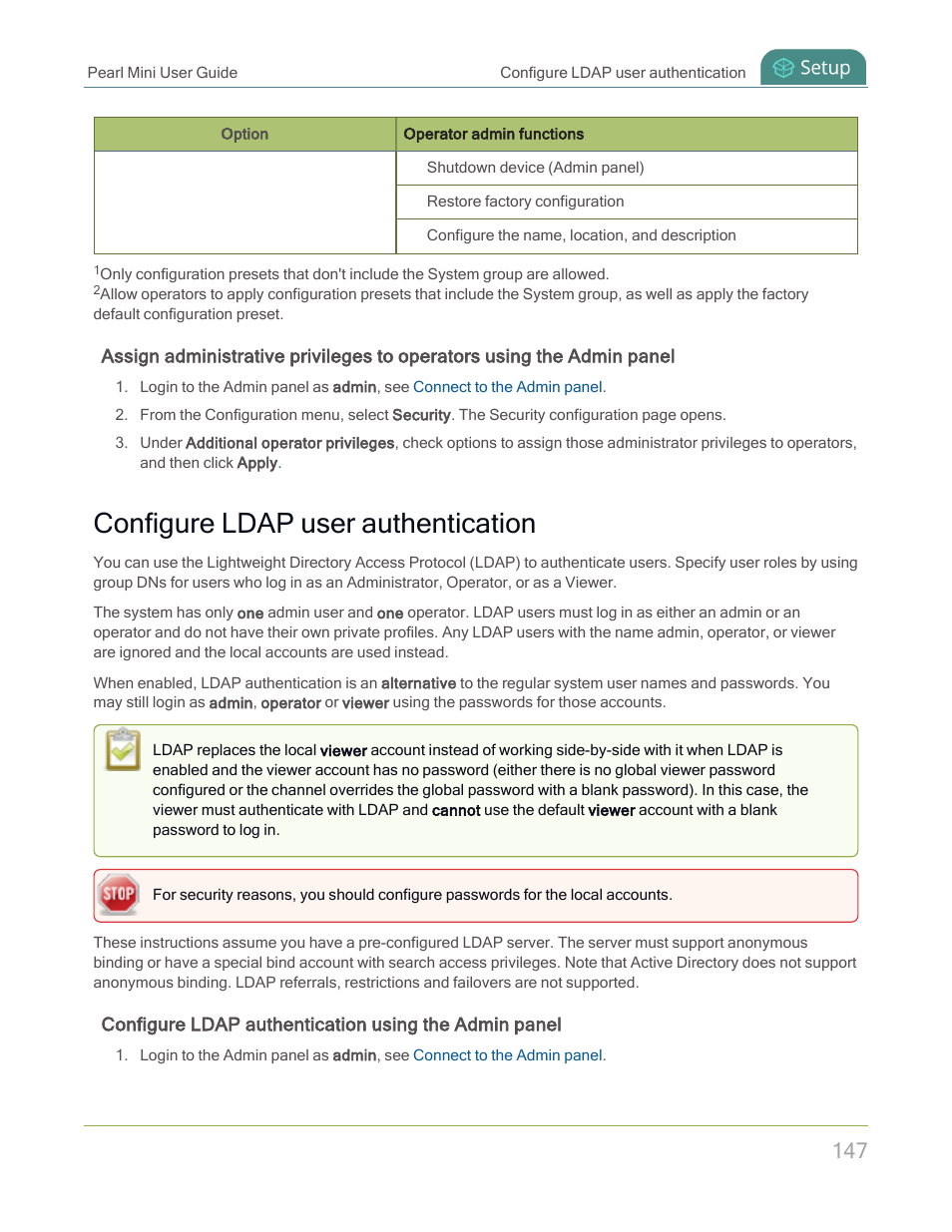 Configure ldap user authentication | Epiphan Pearl Mini Live Video Production System with 512GB SSD (NA/JP) User Manual | Page 158 / 459
