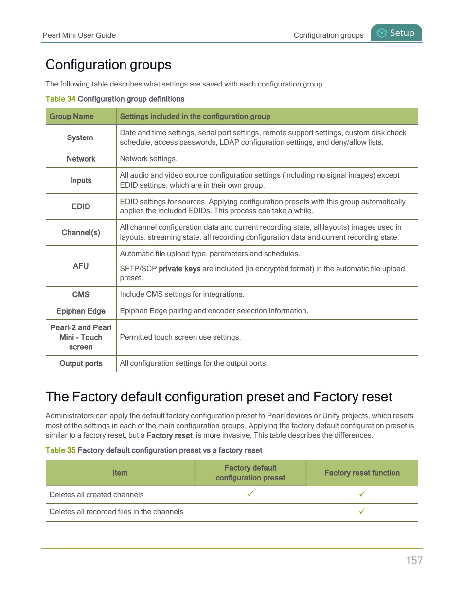 Configuration groups | Epiphan Pearl Mini Live Video Production System with 512GB SSD (NA/JP) User Manual | Page 168 / 459