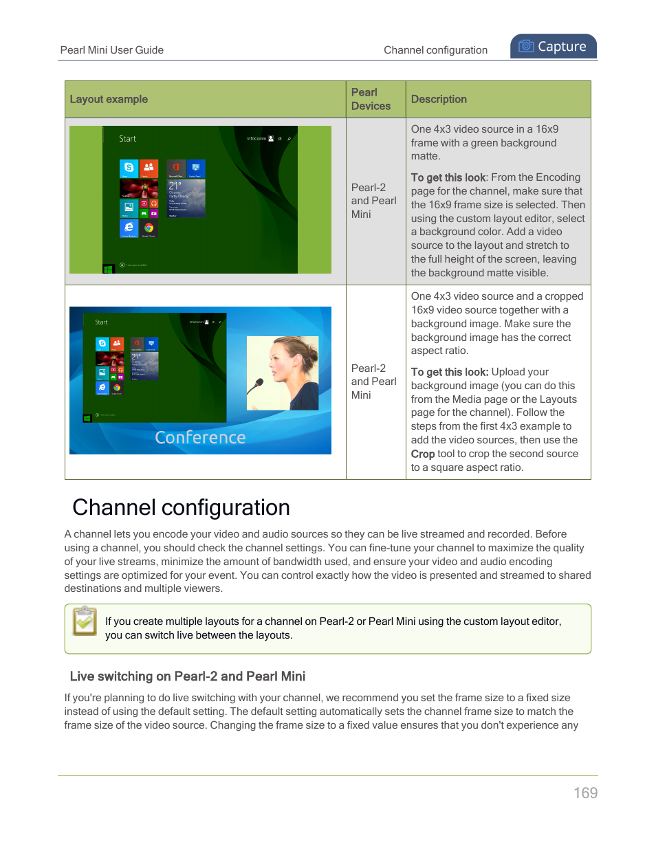 Channel configuration | Epiphan Pearl Mini Live Video Production System with 512GB SSD (NA/JP) User Manual | Page 180 / 459
