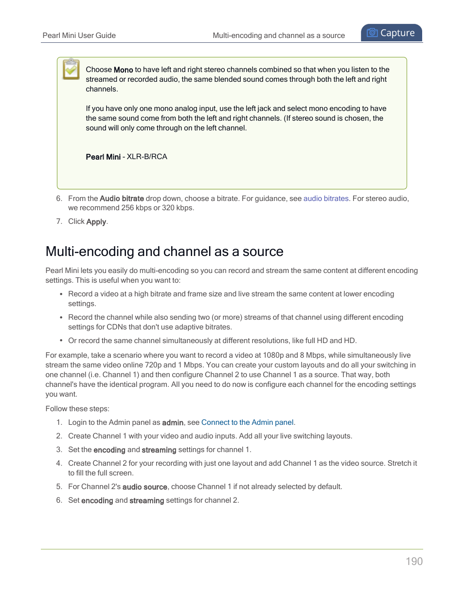 Multi-encoding and channel as a source | Epiphan Pearl Mini Live Video Production System with 512GB SSD (NA/JP) User Manual | Page 201 / 459