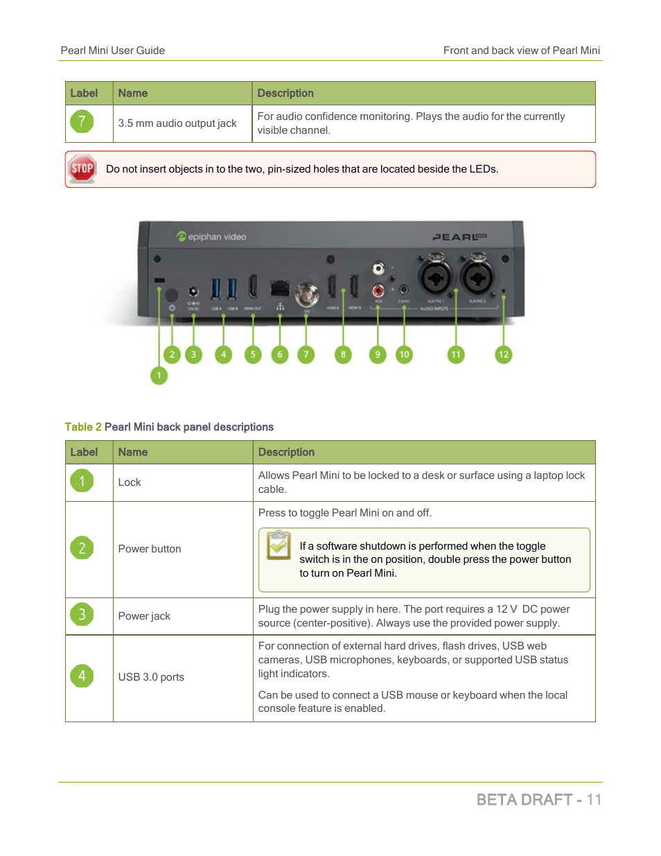 Beta draft - 11 | Epiphan Pearl Mini Live Video Production System with 512GB SSD (NA/JP) User Manual | Page 22 / 459