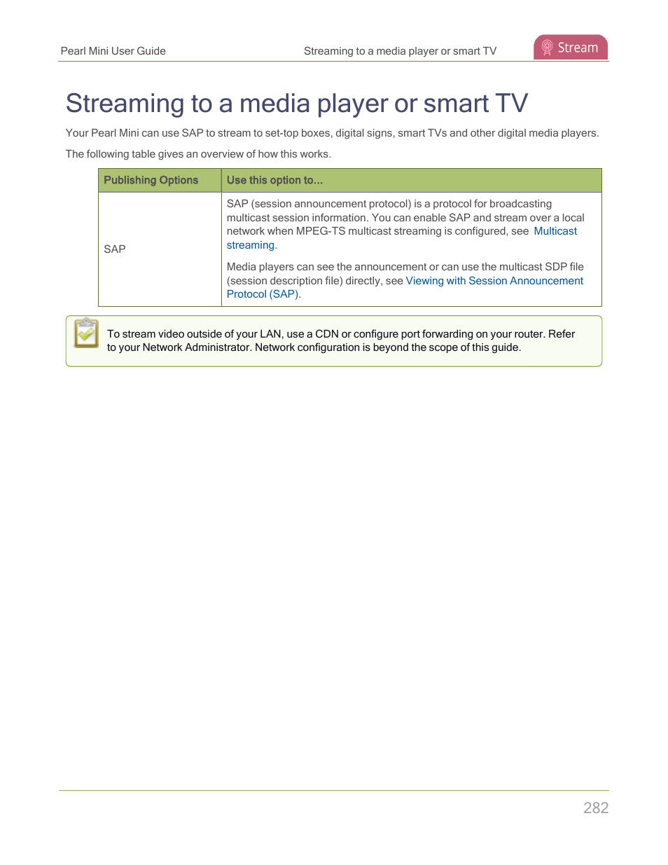 Streaming to a media player or smart tv | Epiphan Pearl Mini Live Video Production System with 512GB SSD (NA/JP) User Manual | Page 293 / 459