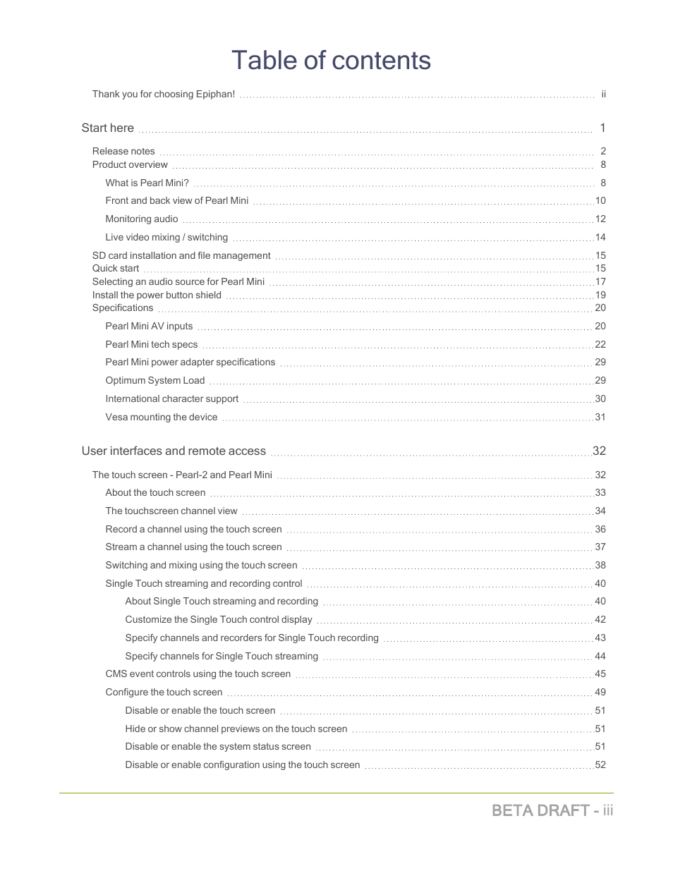 Epiphan Pearl Mini Live Video Production System with 512GB SSD (NA/JP) User Manual | Page 3 / 459