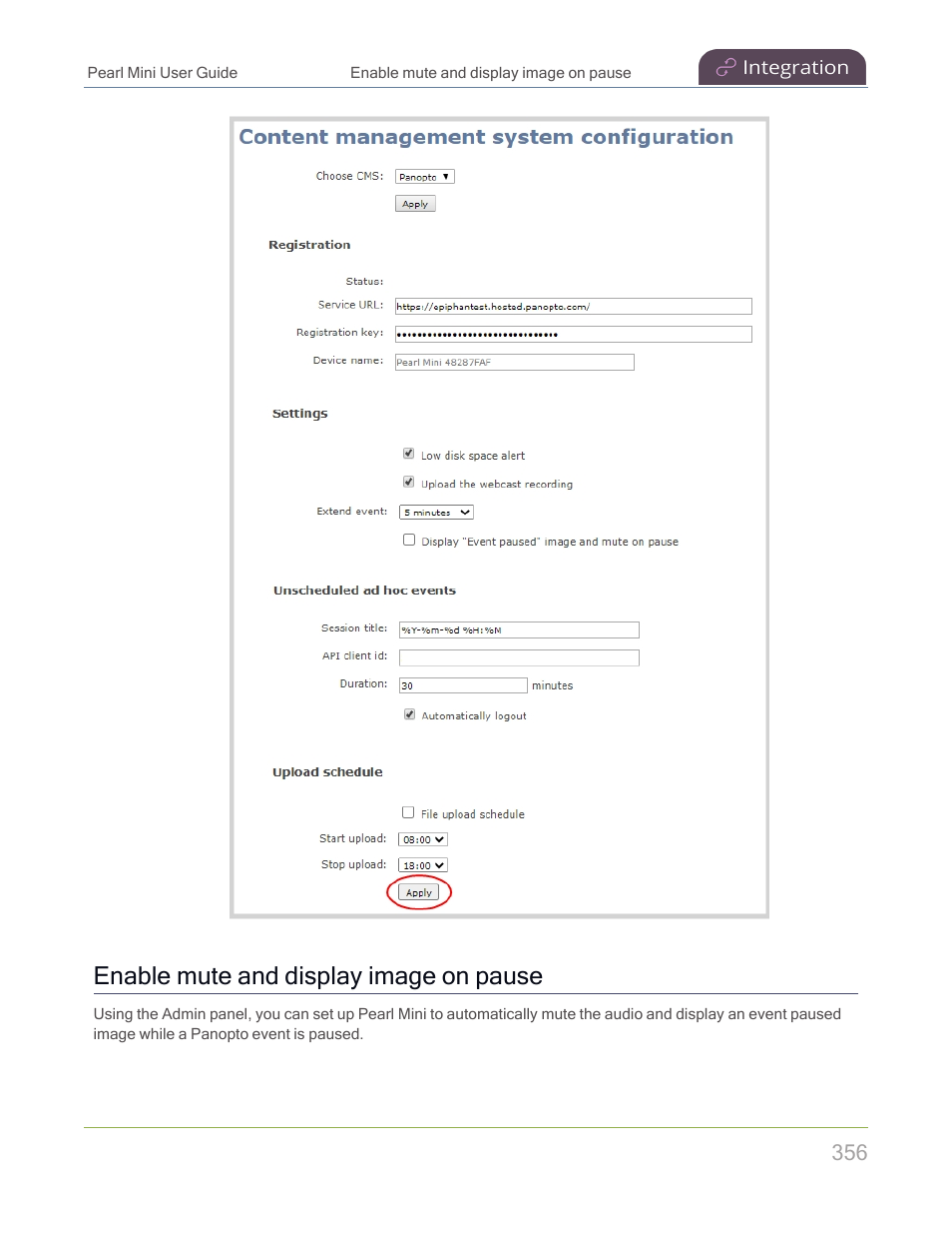Enable mute and display image on pause | Epiphan Pearl Mini Live Video Production System with 512GB SSD (NA/JP) User Manual | Page 367 / 459