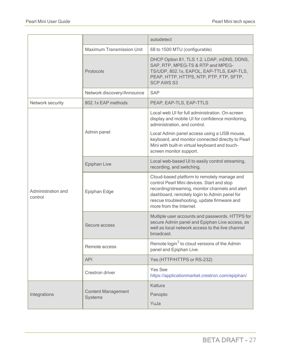 Beta draft - 27 | Epiphan Pearl Mini Live Video Production System with 512GB SSD (NA/JP) User Manual | Page 38 / 459