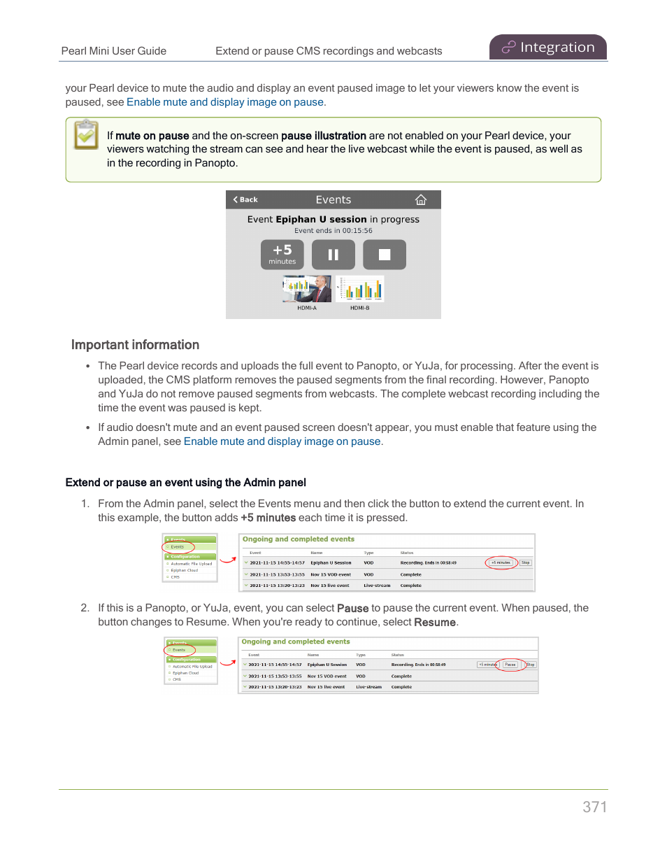 Epiphan Pearl Mini Live Video Production System with 512GB SSD (NA/JP) User Manual | Page 382 / 459