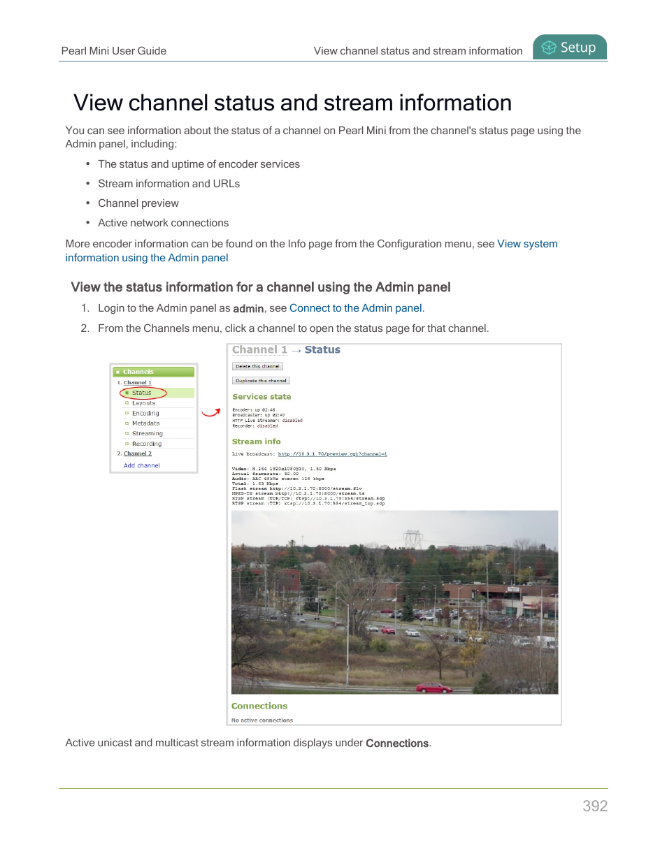 View channel status and stream information | Epiphan Pearl Mini Live Video Production System with 512GB SSD (NA/JP) User Manual | Page 403 / 459