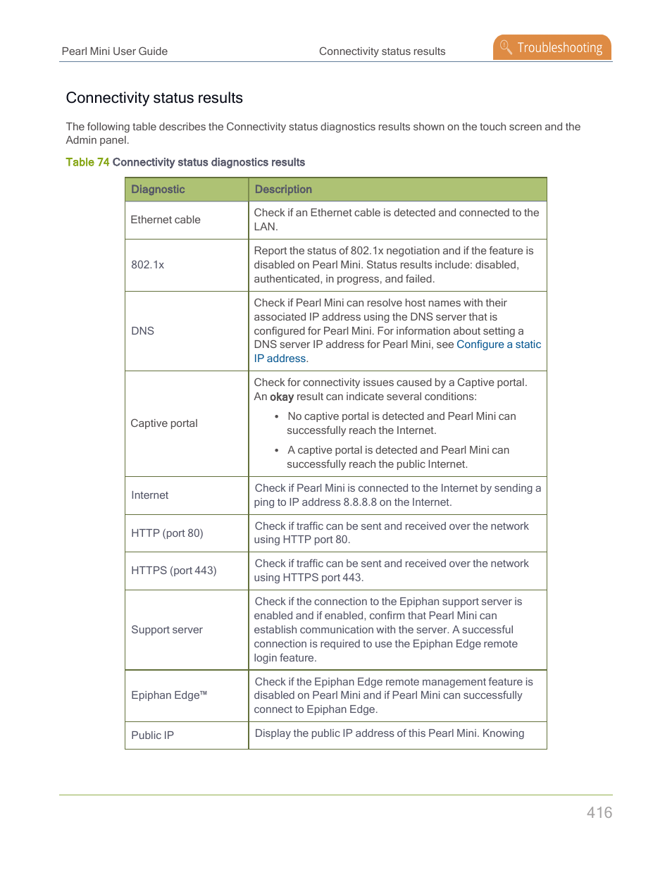 Connectivity status results | Epiphan Pearl Mini Live Video Production System with 512GB SSD (NA/JP) User Manual | Page 427 / 459