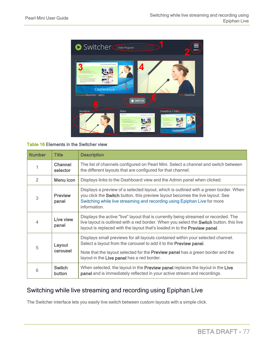 Beta draft - 77 | Epiphan Pearl Mini Live Video Production System with 512GB SSD (NA/JP) User Manual | Page 88 / 459
