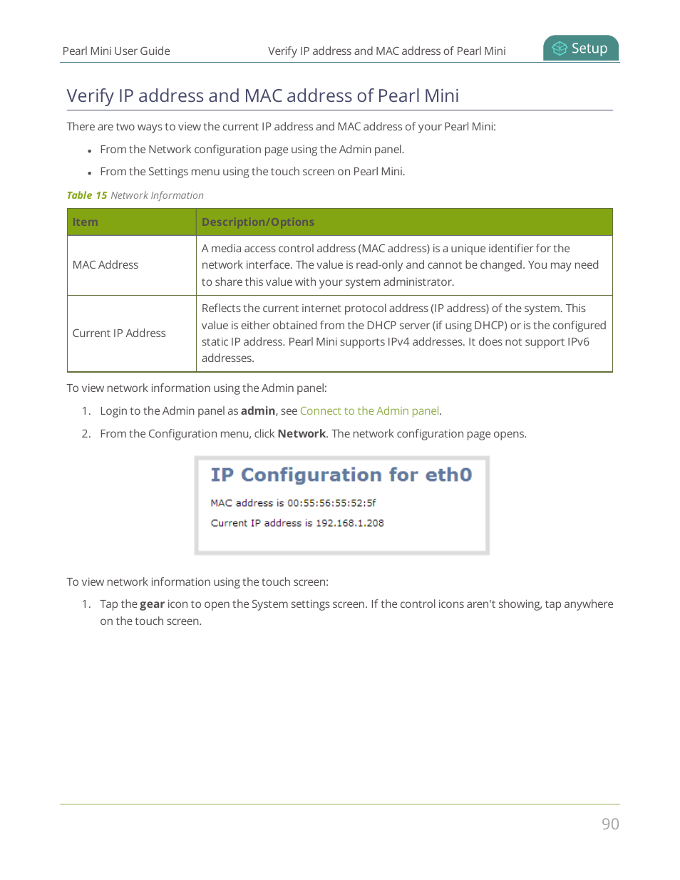 Verify ip address and mac address of pearl mini | Epiphan Pearl Mini Live Video Production System User Manual | Page 101 / 438