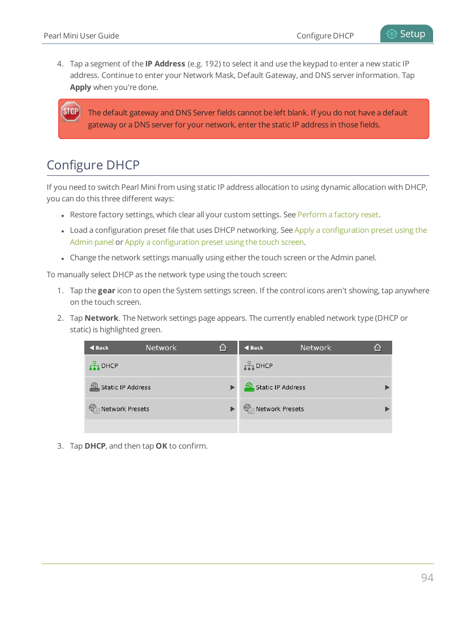 Configure dhcp | Epiphan Pearl Mini Live Video Production System User Manual | Page 105 / 438