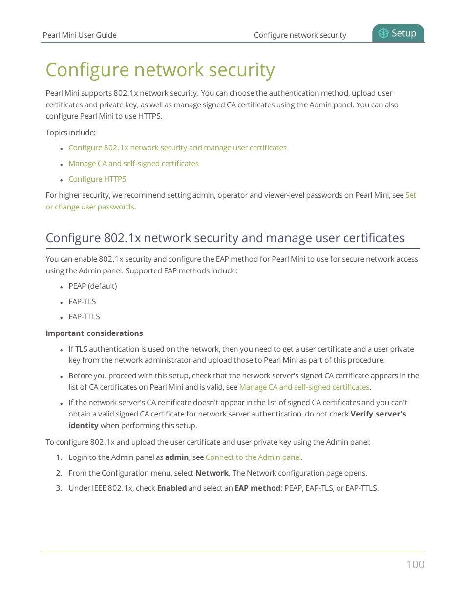 Configure network security | Epiphan Pearl Mini Live Video Production System User Manual | Page 111 / 438